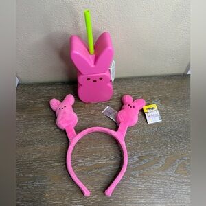 New Target Bullseye Playground Peep Bunny Drinkware with straw & Peeps Headband